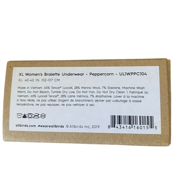 Allbirds NWT Women's Peppercorn Trino Bralette Size XL - Picture 4 of 6